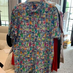 Michaels Men’s Short-Sleeve Button-Down Shirt - Blue Multi Cocktail Print